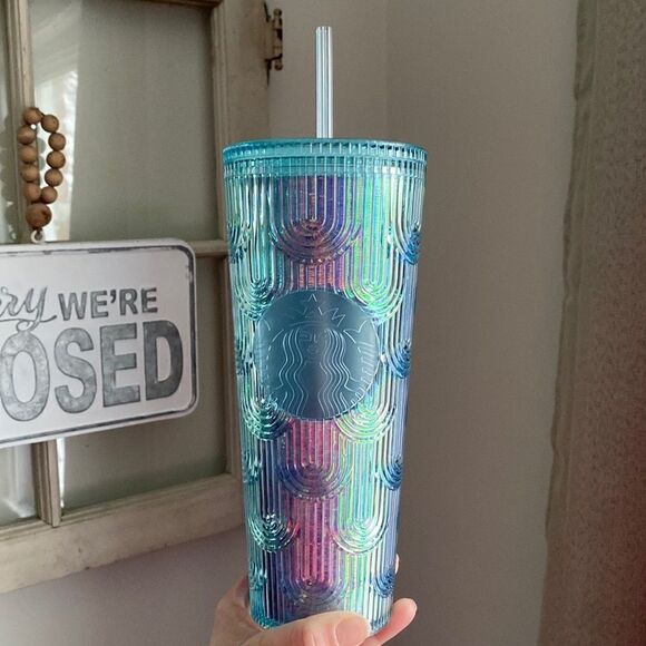 𝅺STARBUCKS 24 oz Venti Art Deco Style Tumbler With Straw NWT - Picture 1 of 5